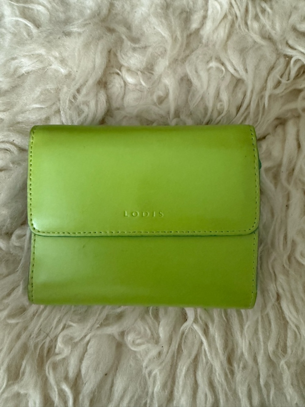 Lodis Green Turquoise Leather Trifold Wallet Removable ID Window Coin Pocket